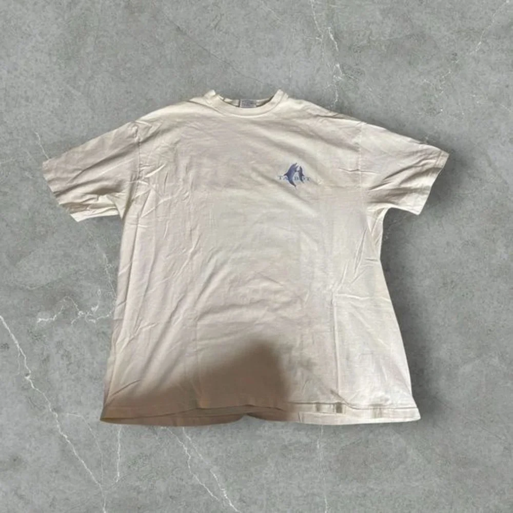 Vintage Bob Talbot Shirt Mens XL White Blue 90s Whale Art Tee Dolphin 1993 Grail - Picture 2 of 9